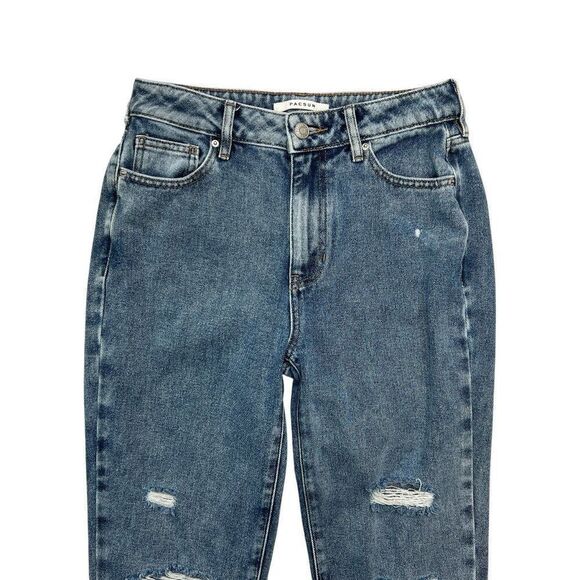 Pacsun Mom Jeans Women's Size 25 Blue Light Wash Distressed Denim - Picture 3 of 12
